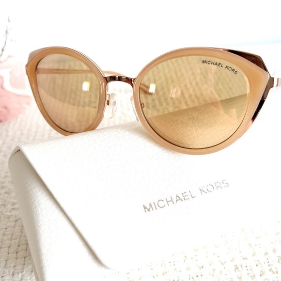 New Michael Kors Charleston Sunglasses in Rose Gold/Milky Lt Brown (MK1029) main image 6